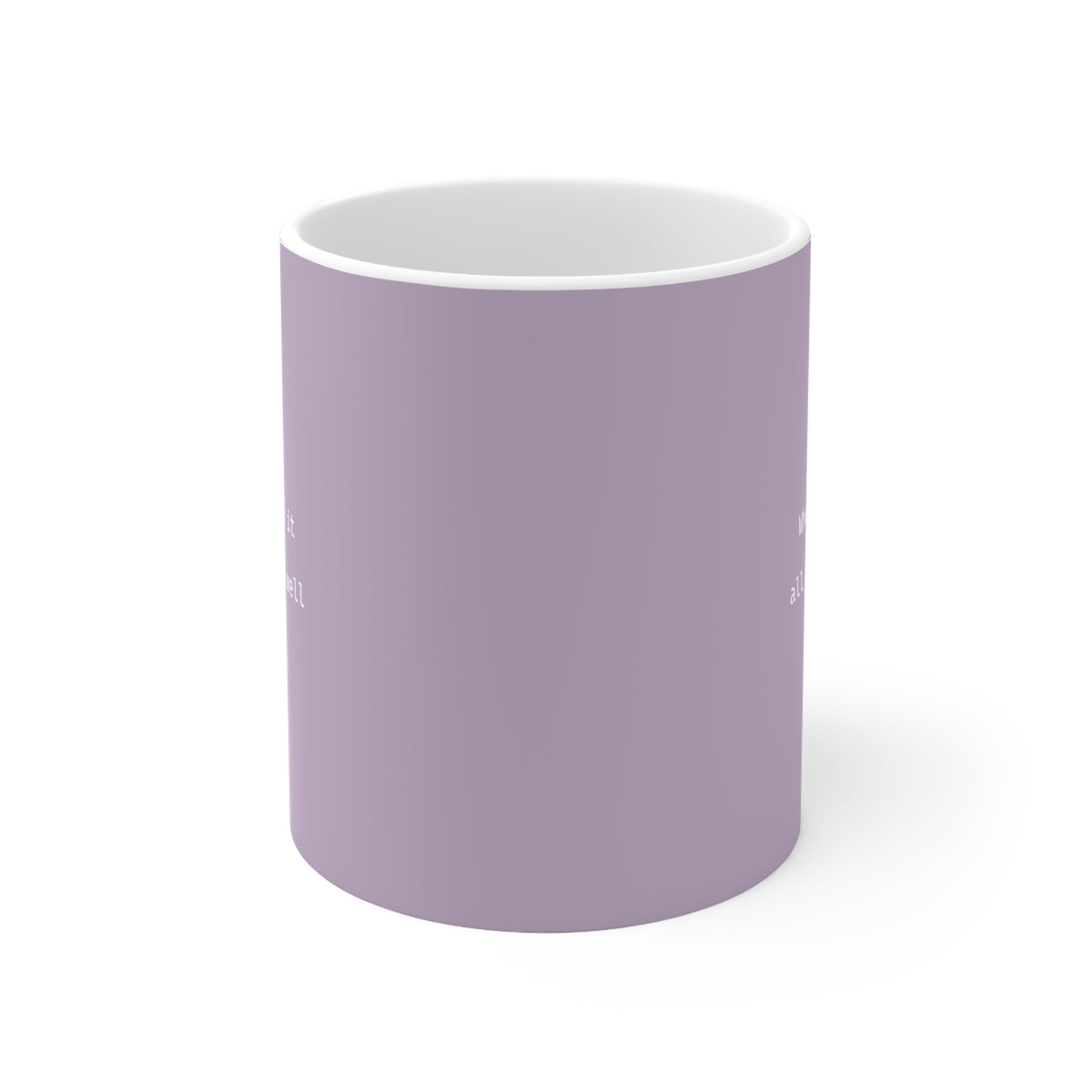 Front view of purple ceramic minimalist mug, 11oz size