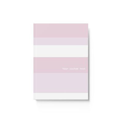 pink and white striped hardcover journal notebook with your custom words