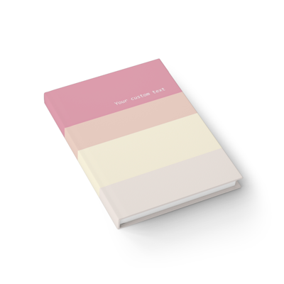 pink, yellow and beige horizontal striped hardcover journal notebook which you can personalize with custom words