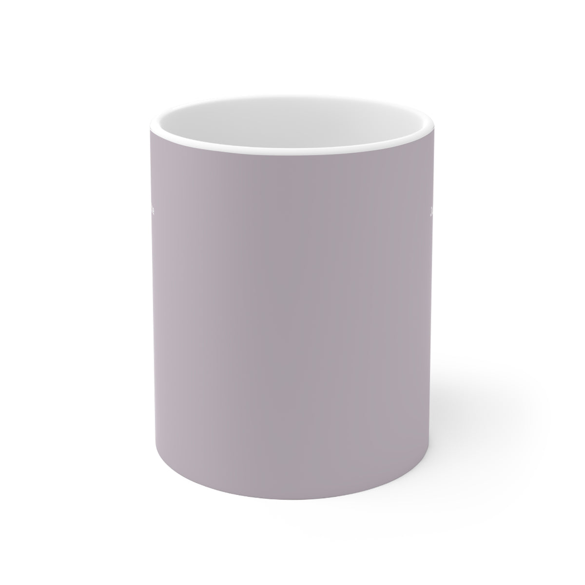 Front view of brown ceramic circle dot mug, 11oz size