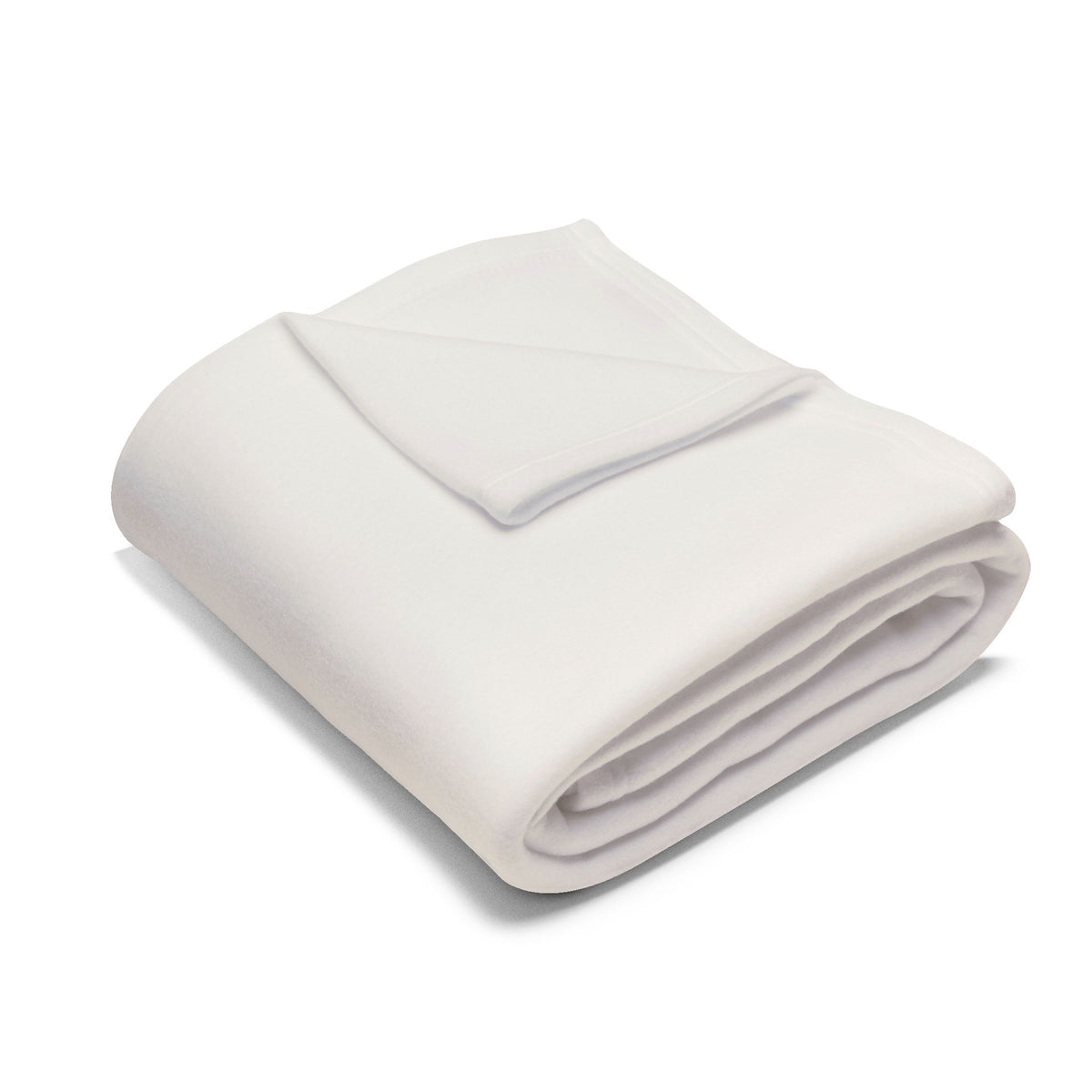 A neatly folded cream blanket throw, photographed on a clean white background.