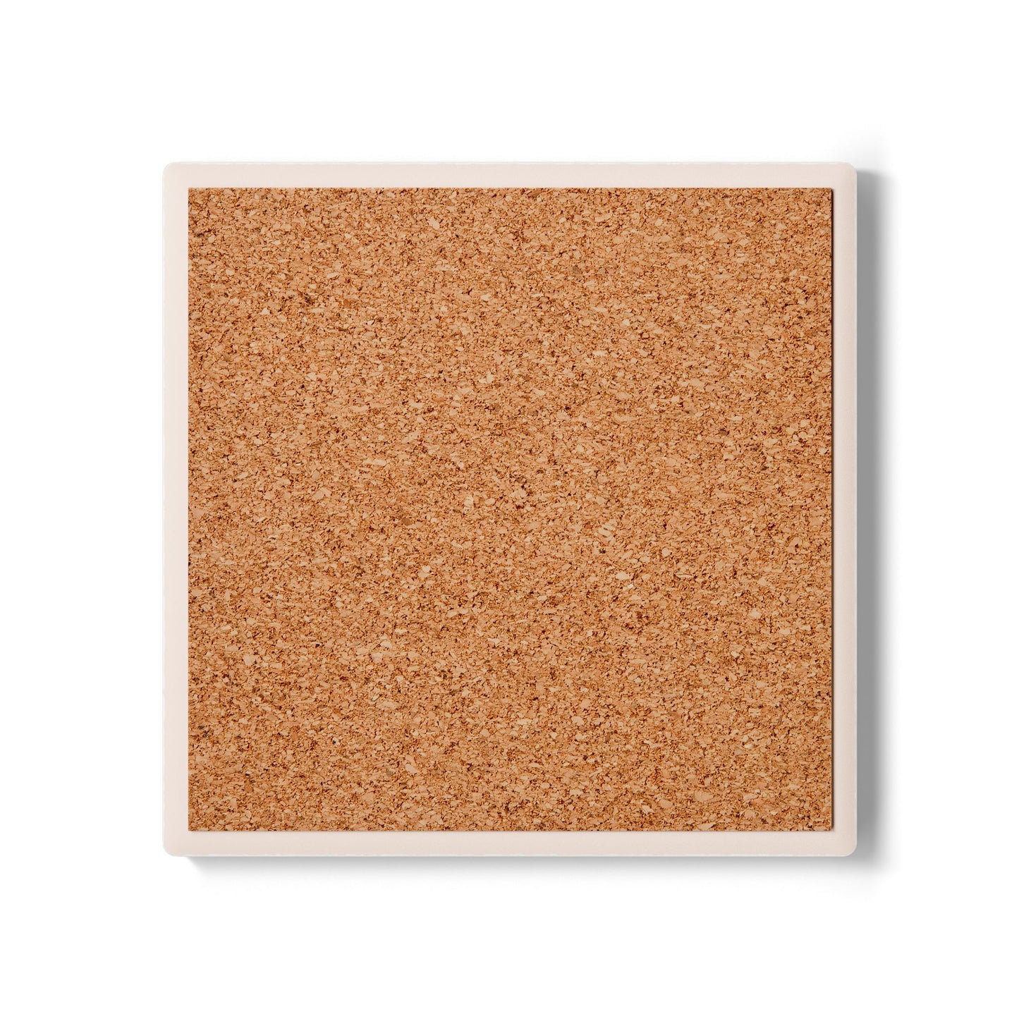 Back view of the square coaster. Cork backing.