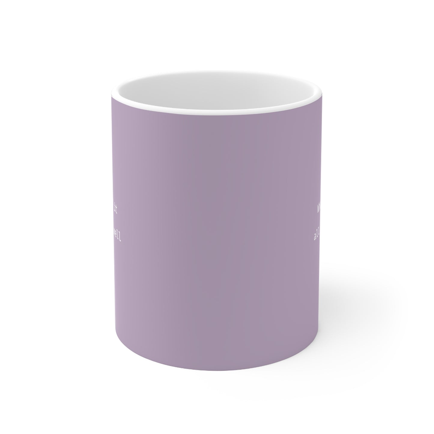 Front view of purple ceramic minimalist mug, 11oz size