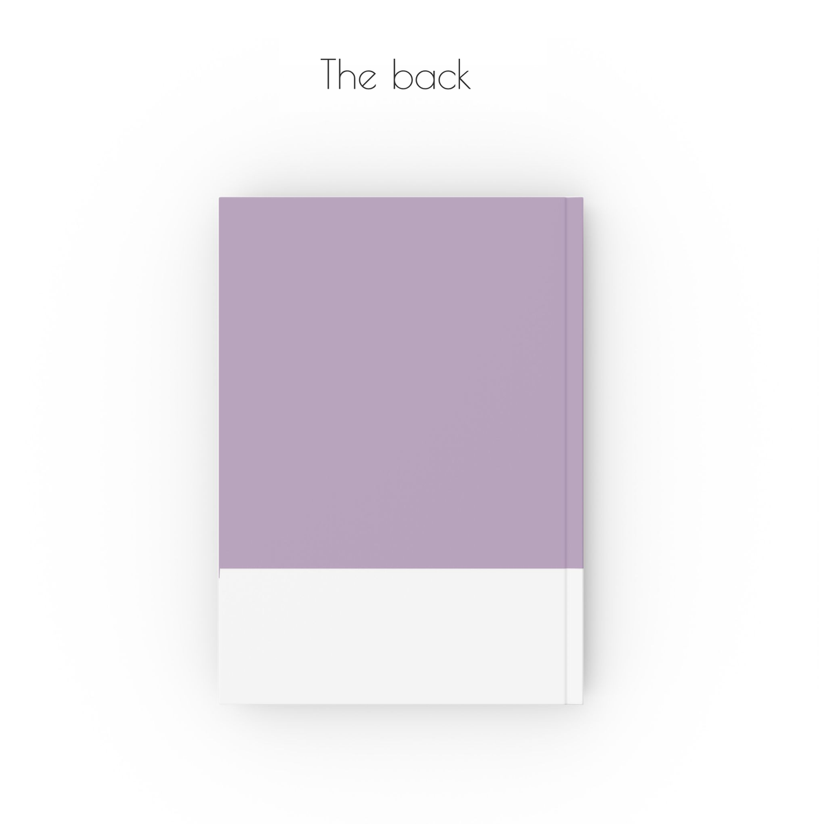 The back of the journal is plain purple and white