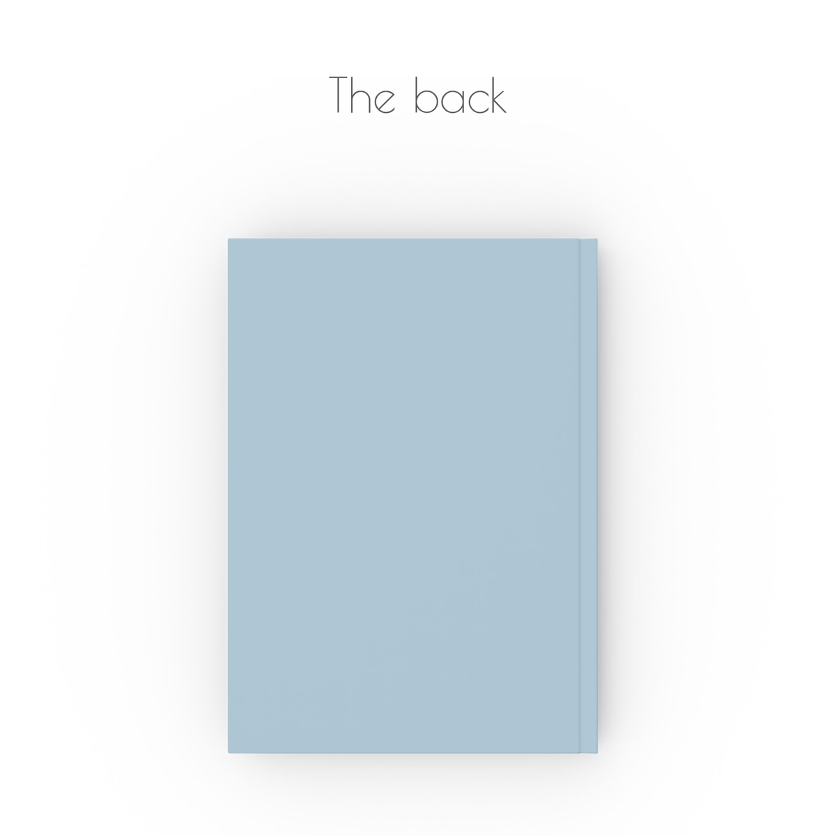 The back of the journal is plain blue