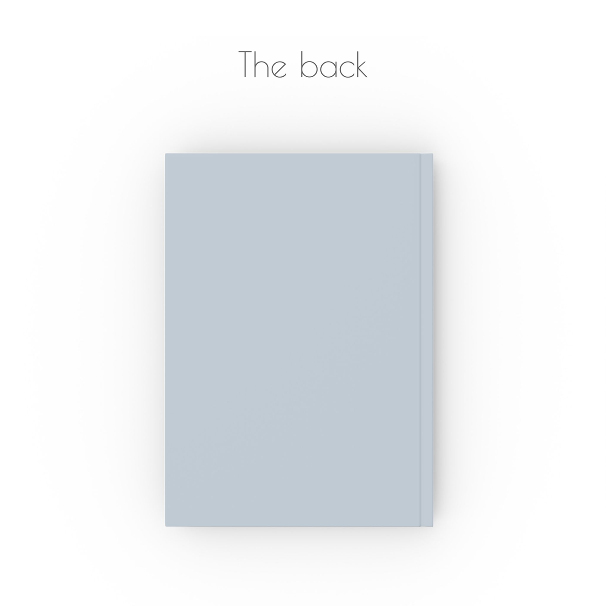 The back of the journal is plain light blue