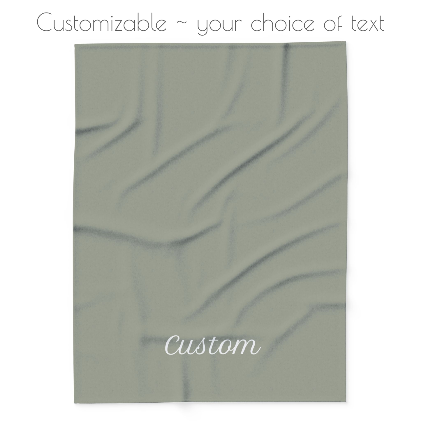 Green blanket with your choice of personalized text. 