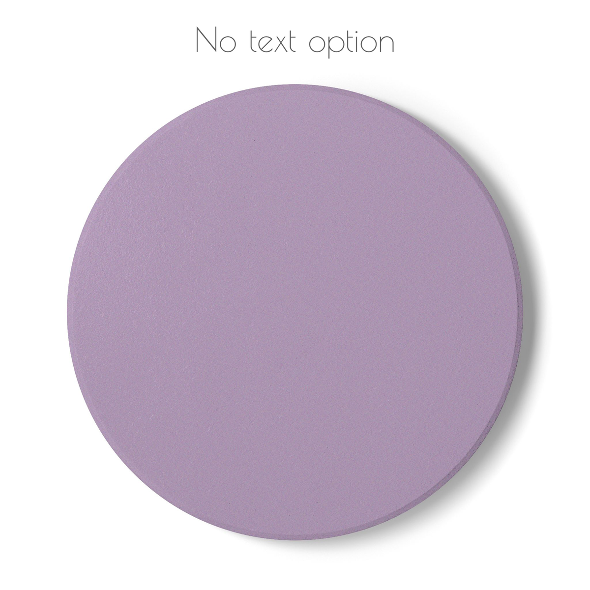 Purple round ceramic coaster with no text – option to have the coaster plain with no text.