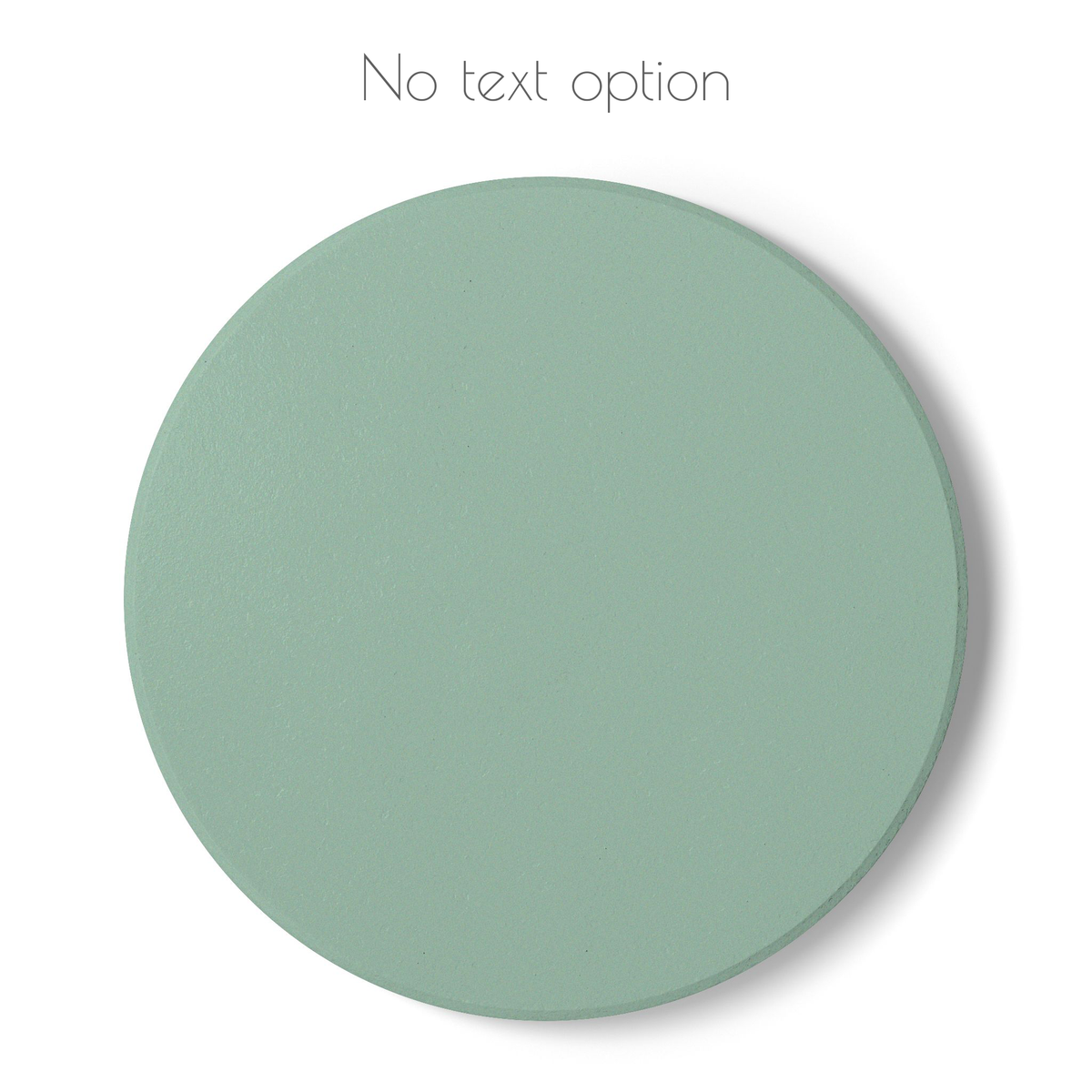 Green round ceramic coaster with no text – option to have the coaster plain with no text.