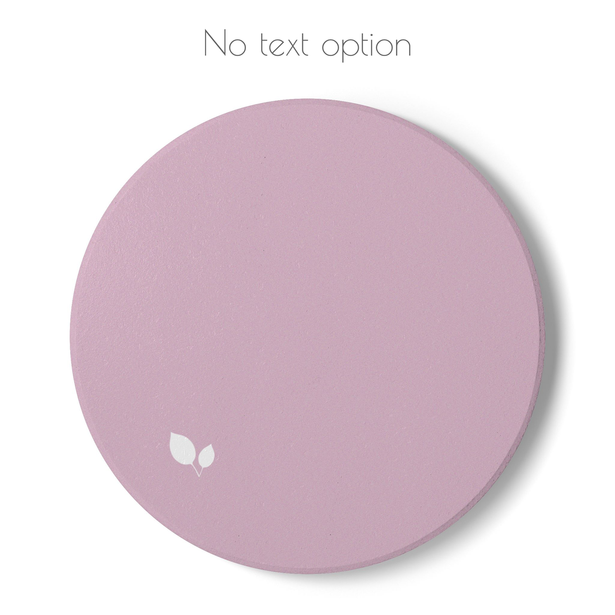 Pink round ceramic coaster with delicate leaf motif design - option to have the coaster plain with no text.
