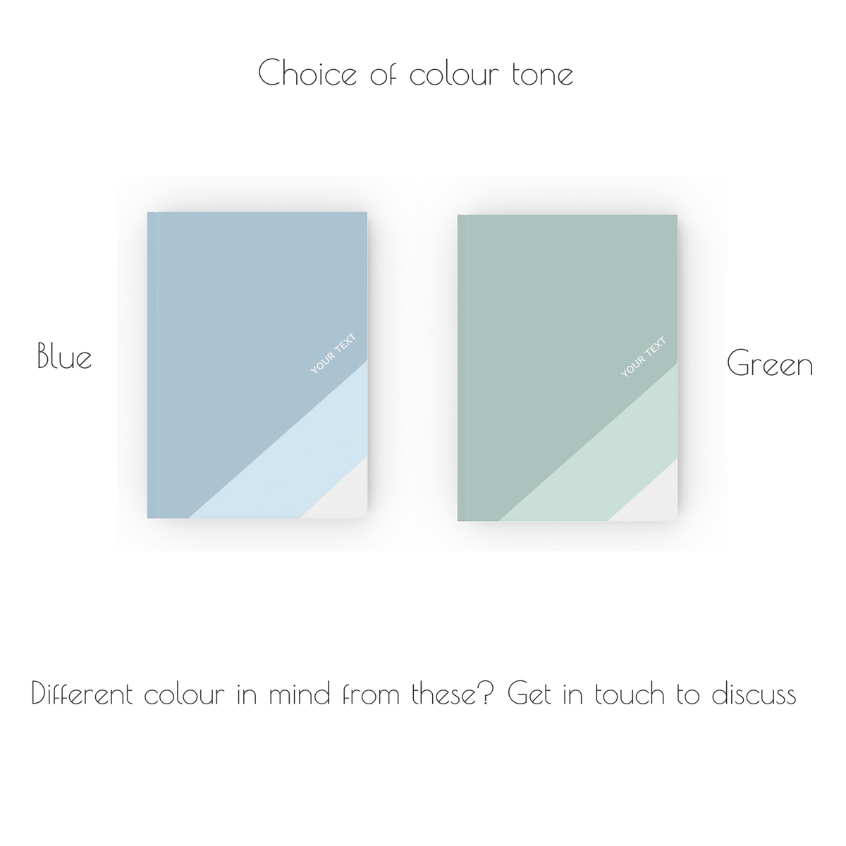 Colour selection chart - choice of blue or green journal