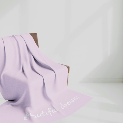 customizable lilac and white blanket with the words Beautiful dreams