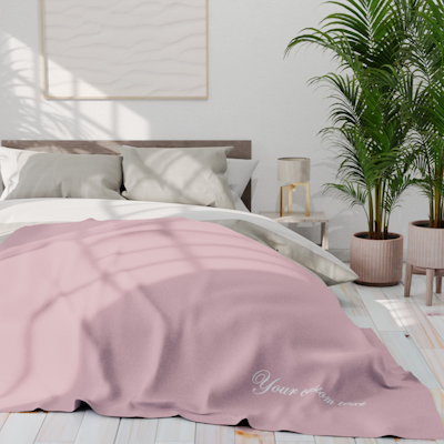 pink blanket which you can personalize with your own custom words
