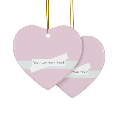 pink heart ceramic ornament which you can personalize with your own custom words