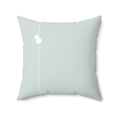 sage green square decorative pillow with delicate white circle design