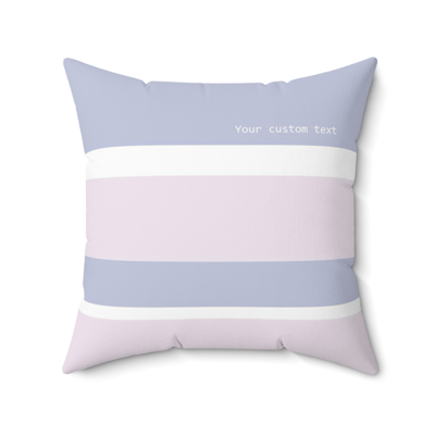 lilac and white striped square decorative pillow with your custom personalized text.