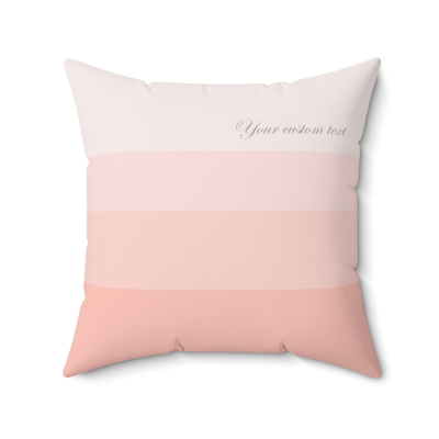 peach ombre striped square decorative pillow with your custom personalized text.