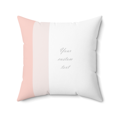 peach and white vertical stripe square decorative pillow with your custom personalized text.