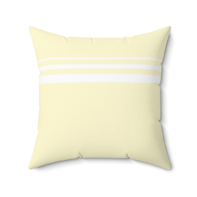 pale yellow and white horizontal striped square decorative pillow